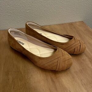 NWOB Akskate Ballet Flats Fabric Braided Design Brown Summer Capsule Sz 6.5